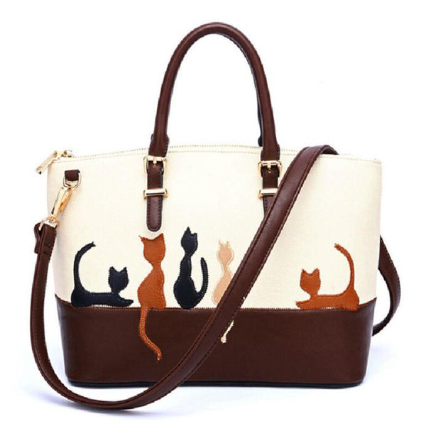 Women Cat  Leather Shoulder Bag Cross Body Purse Handbag Messenger
